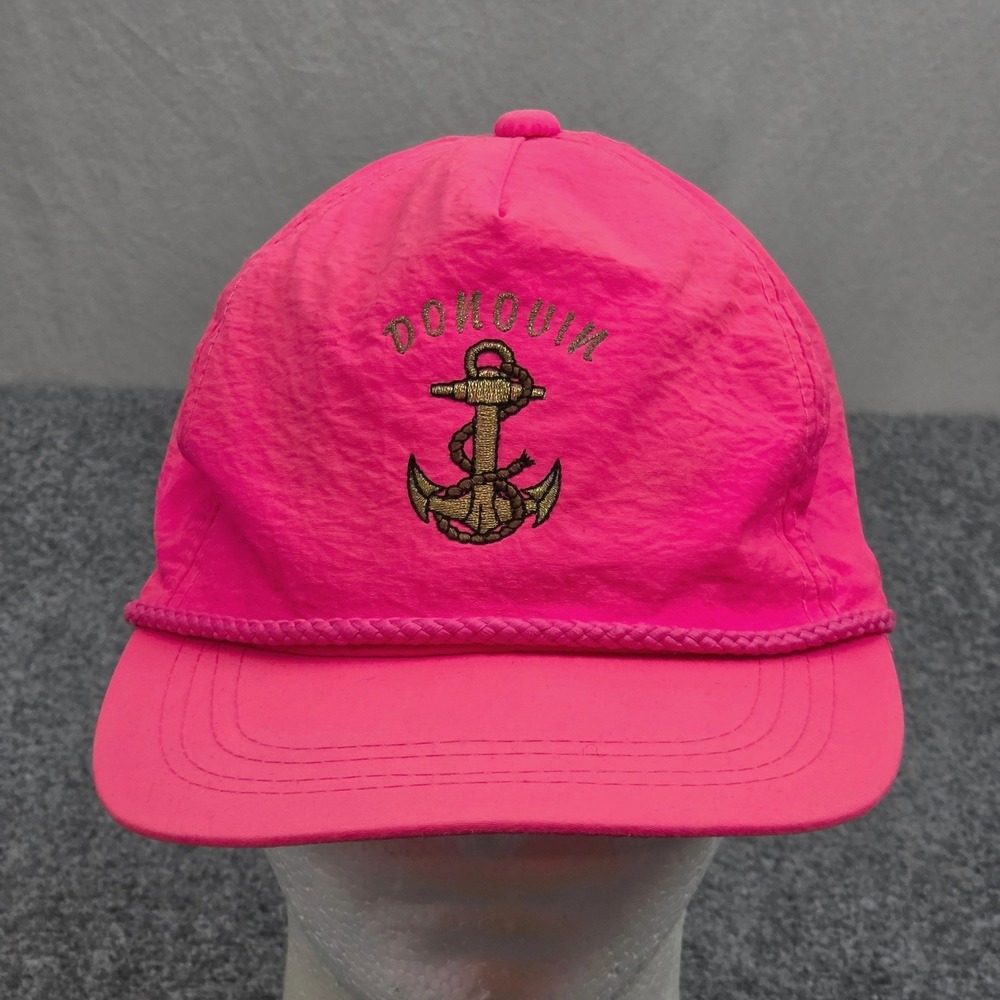 Vintage Donovin‎ Anchor Hat Pink Rope Cap Nautical Rope Cap 90s Coastal Bright